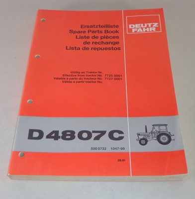 DEUTZ Catalogo Ricambi Lista De Repuestos Deutz Tracktor D 7206 Parti Elenco 