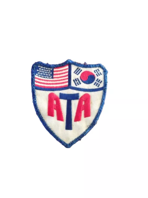 1972 ATA American Taekwondo Association Shield Vintage Iron On Embroidered Patch