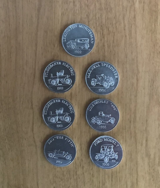 7 VTG 1969 Franklin Mint Series Sunoco Antique Car Coins Series 2