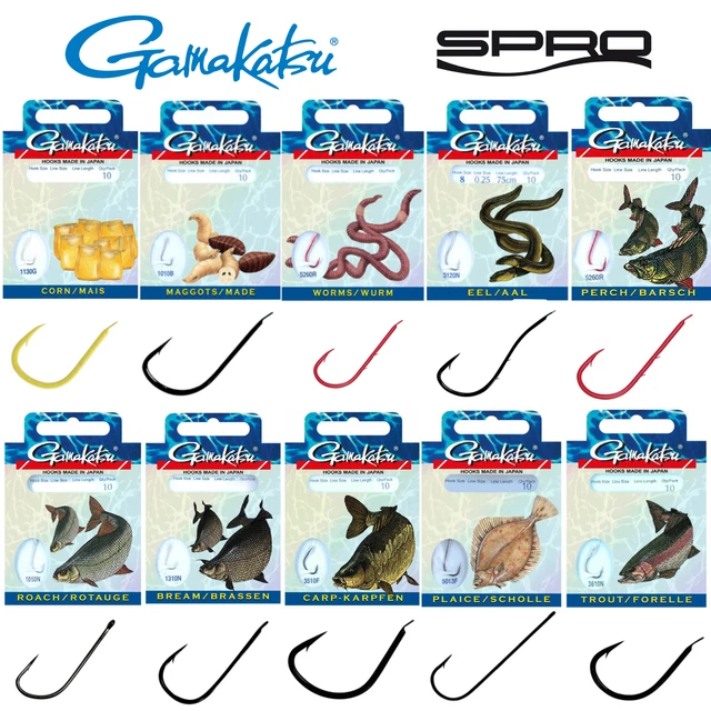 Gamakatsu Einzelhaken gebunden 10 Stk. | Zielfisch Haken montierte mono Vorfach