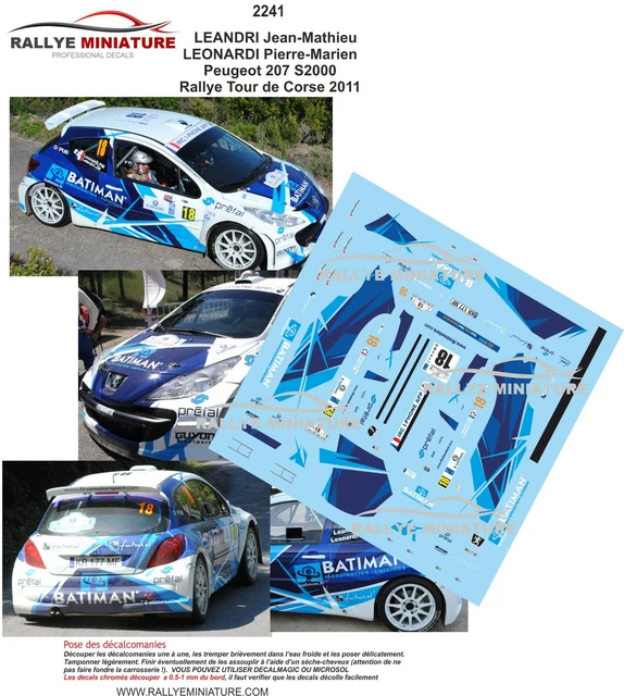 Décalcomanies 1/43 Pour PEUGEOT 207 CAMPANA – Tour De Corse 2012 – Rallye De France