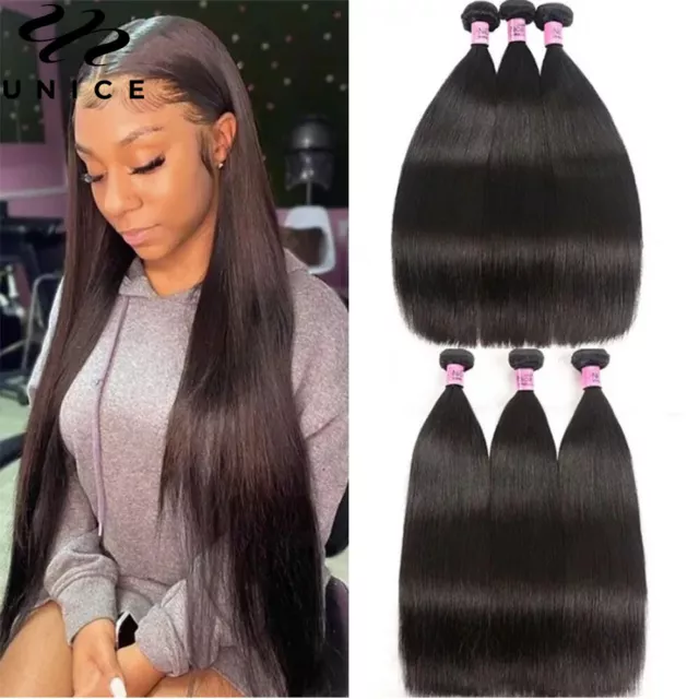 UNice Hair Peruvian Straight Bundles Human Hair Extensions Virgin Hair Weaves US