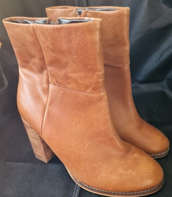 EXCELLENT LADIES REAL Leather Tan Ankle Boots From Matalan £9.50