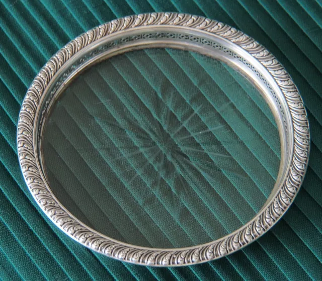 WEBSTER  Sterling Silver Cut Glass Coaster
