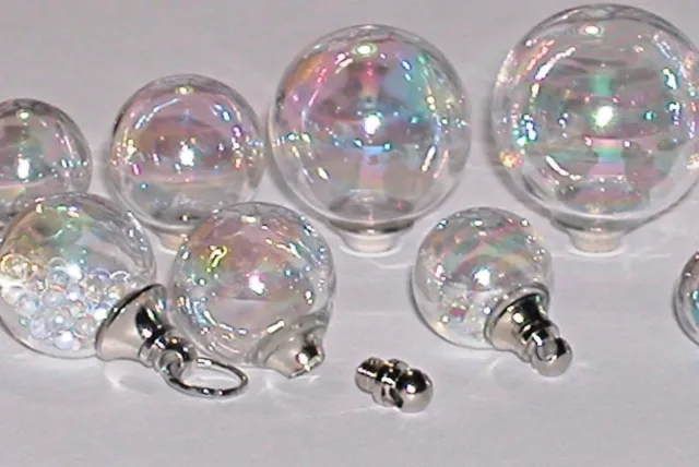 1 Ab Globe Verre Vis Haut Ampoule Bouteille Pendentif Crystal Ball Rond Breloque