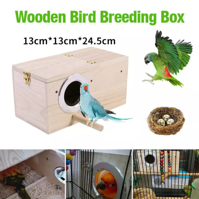 Wooden Bird Breeding Box Cage For Parrot Budgie Nesting House Lovebirds Finch