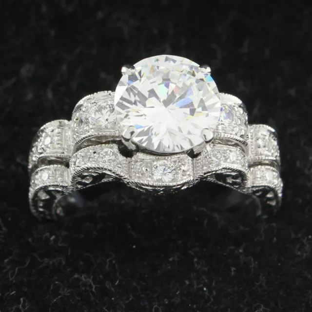 Real Treated Diamond 4.00 Ct Round Cut Ct Engagement In 925 Silver Ring