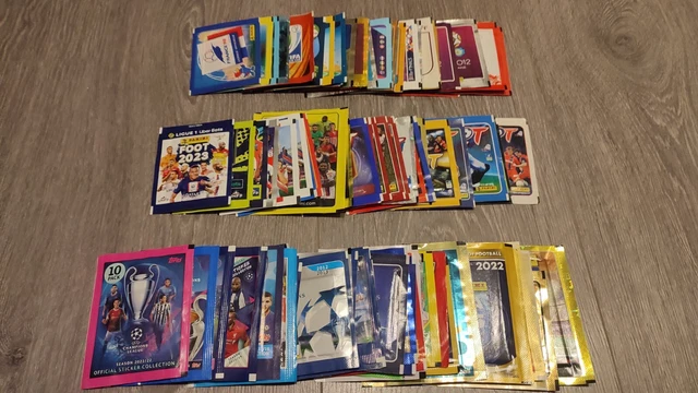 Lot 92 Pochettes Panini Topps Toutes Différentes et Pleines