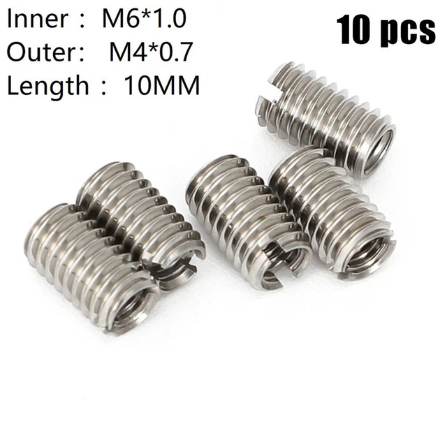 10pcs Inserts Intérieur M4X0.7 Extérieur M6X1.0 Longueur 10MM Mâle Femelle Noix