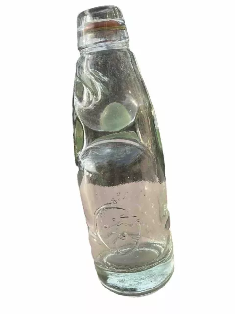 Vintage Heavy Glass Natraj CODD Neck Bottle With Marble Stopper