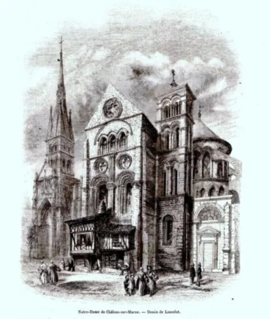 GRAVURE SUR BOIS 19ème NOTRE DAME DE CHALONS SUR MARNE