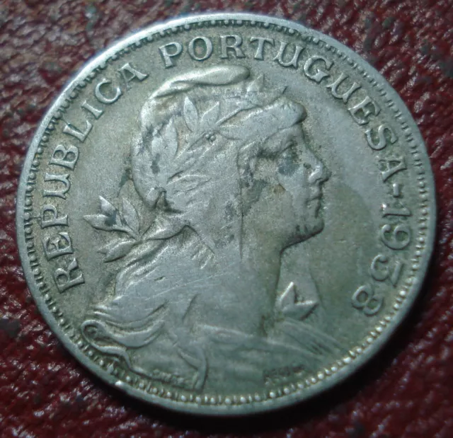 1938 Portugal50 Centavos In Vg-Fine Condition
