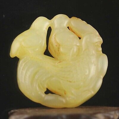 Chinese old natural jade hand-carved statue rooster pendant i