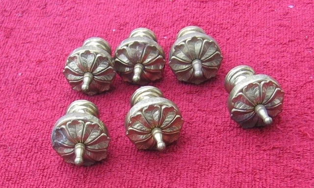 6 Antique Curtain Drape Brass Color Floral Wall Mount Screw Tiebacks Holdbacks~m