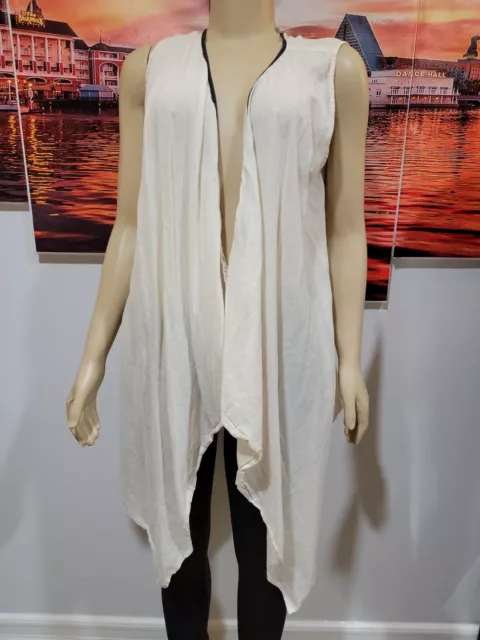 Biba Size 36 Cotton Ivory Women's Open Cape Cardigan #01