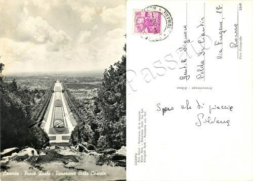 Cartolina di Caserta, Parco Reale dalla cascata