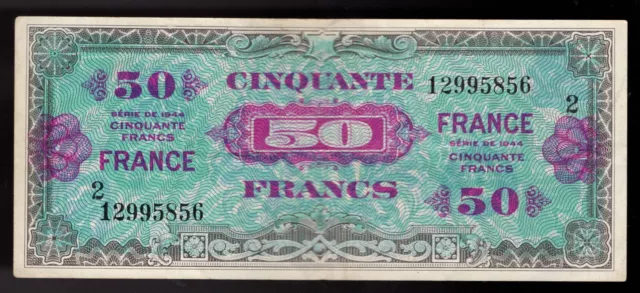 1944 France 50 Francs Allied Millitary Banknote Pick 122b XF