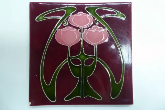 Antique Majolica Art Nouveau Tile Porteous Hand Made Wellington New Zealand