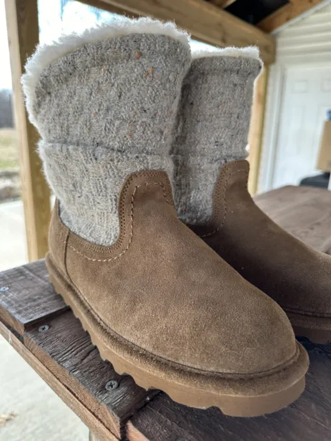 Bearpaw  Women’s  Suede & Wool Unique Short  Boot  -NEW- SIZE 8  (Wool Lining)