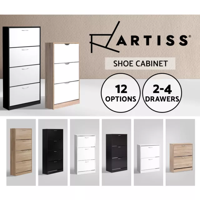 Artiss Shoe Cabinet Wood Shoes Storage Wooden Rack Organiser Shelf Cupboard