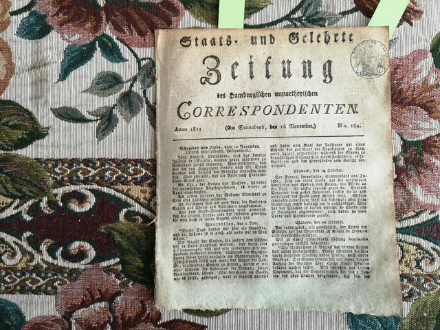 1811 Zeitung  Hamburg 184 Napoleon Wesel Kaiserin in Uerdingen Lübeck von Buch