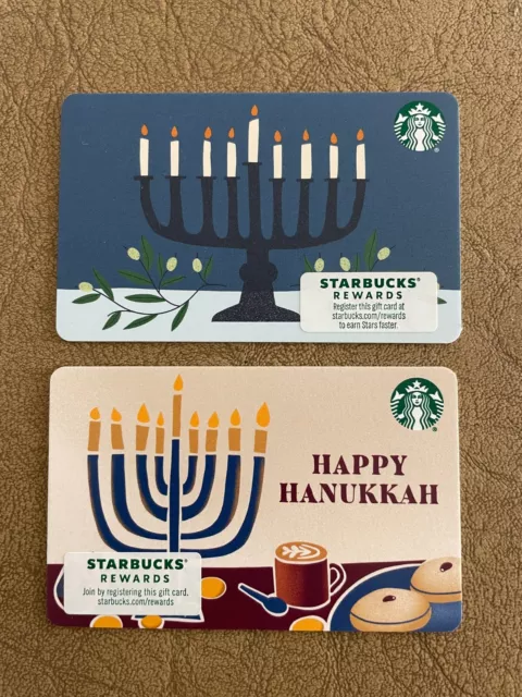 New Starbucks 2 Happy Hanukkah Coffee Gift Cards, Unused Free Shipping