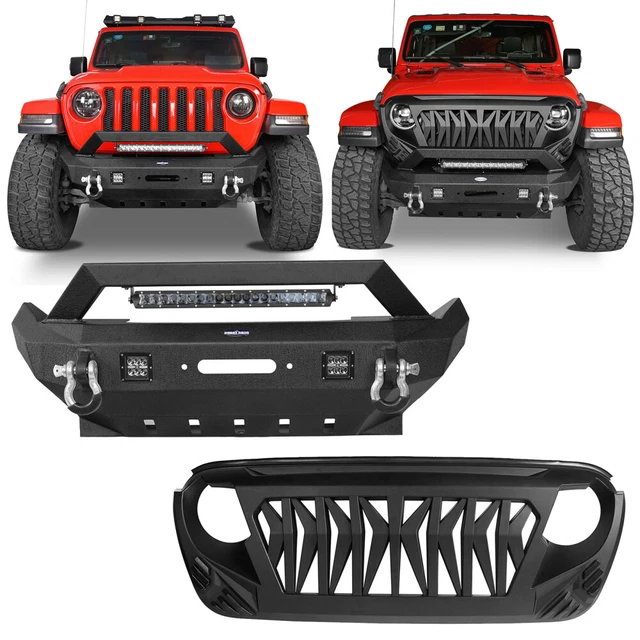 HOOKE ROAD FRONT Bumper+Grill Guard Fit Jeep Wrangler JL Gladiator JT