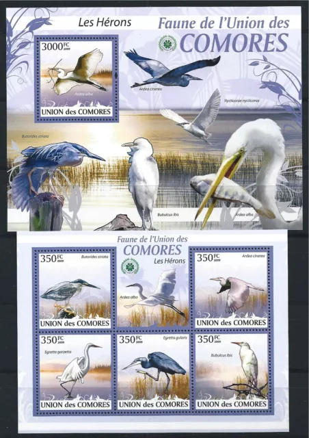 Comores 2009 Mini Sheet Bloc Jeu Minr : 2377 - 81, 519 MNH Oiseaux