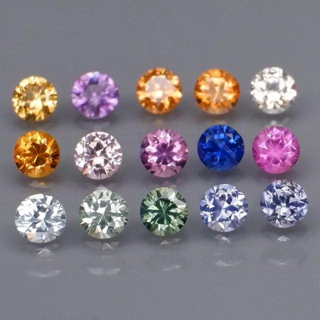 Round Diamond Cut 2.5mm.Heated Only Fancy Color Sapphire Madagascar 15Pcs/1.14Ct