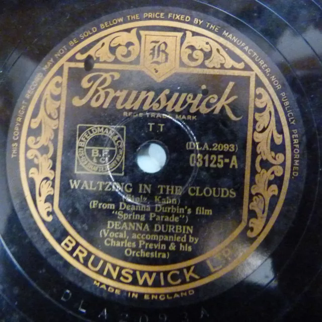 78rpm WALTZING IN THE CLOUDS / WHEN APRIL SINGS Deanna Durbin, Brunswick 03125