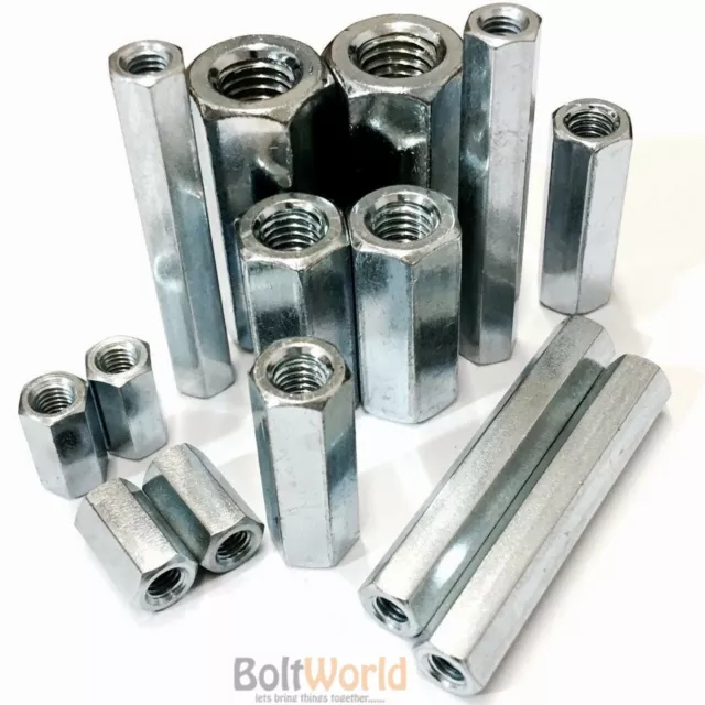 High Hex Connection Nuts Hexagon Connector Connecting Rod Bar Stud Long Nut Zinc