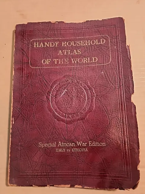 1936 Handy Household Atlas Special African War Edition Geographical PUB JB3F