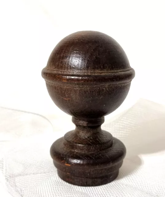 Victorian wood turned newel post finial 4" Antique french architectural salvage