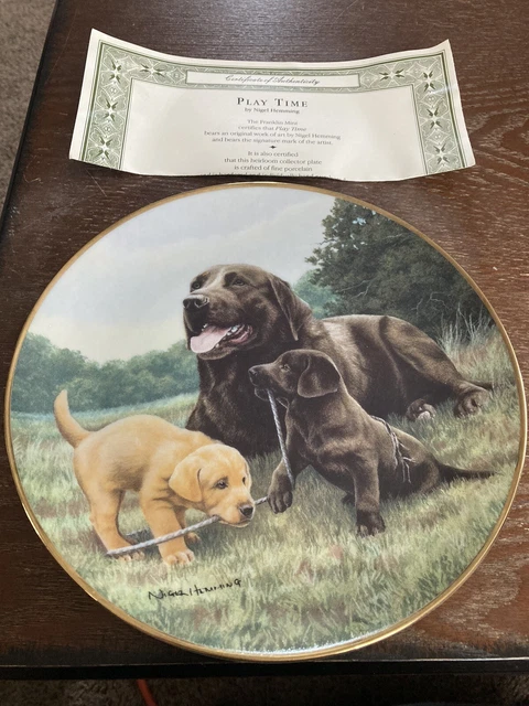 Labrador Retriever Dog Plate Play Time  Nigel Hemming Franklin Mint