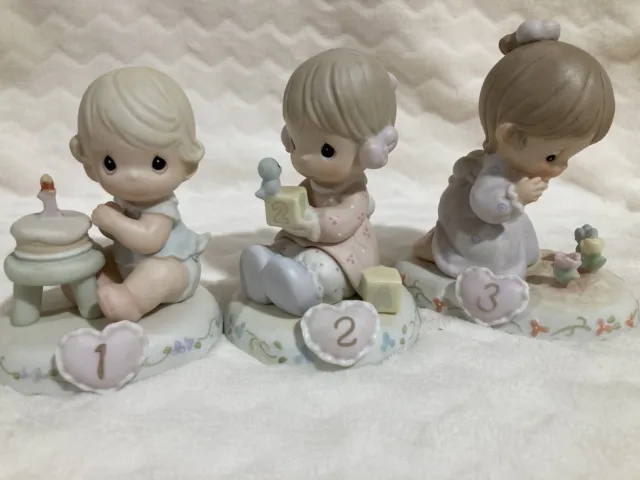 Precious Moments Growing in Grace Girl with Cake Age 1 ,2,3 Lot of 3 Cake Topper