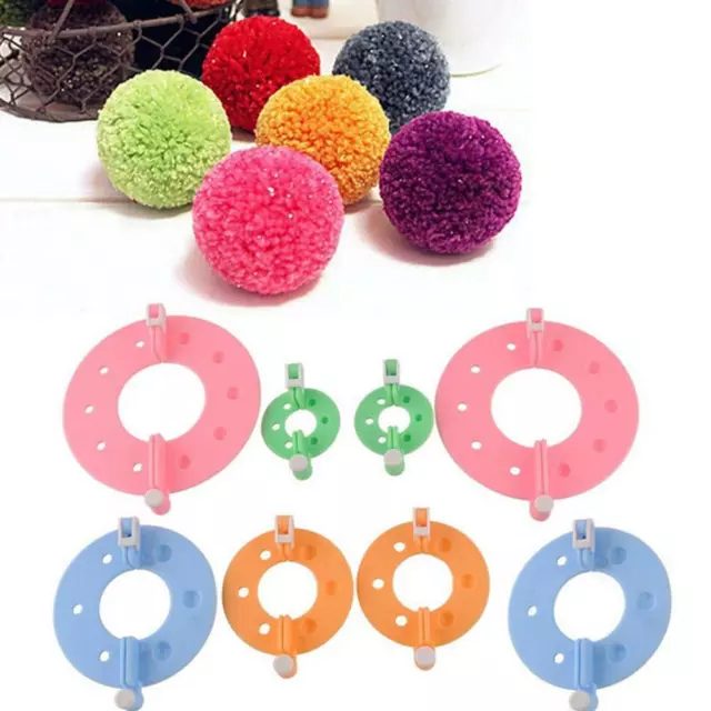 8pcs Pompon Set 4 Größen Bommel Maker machen Sich Bommel POMPOM MakerDE