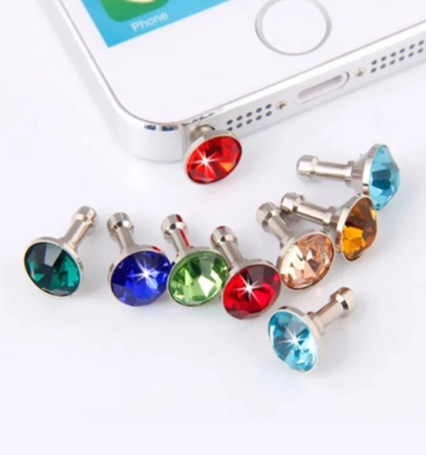 Lot x5 Cache Prise Jack Diamant pour IPHONE 12 Anti-Poussiere 3.5 Bijou Bouchon