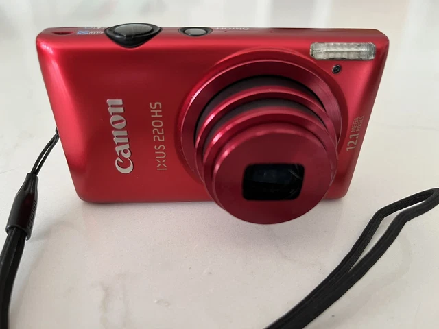 Canon IXUS 220 HS Red Compact Digital Camera - complete kit - good working order