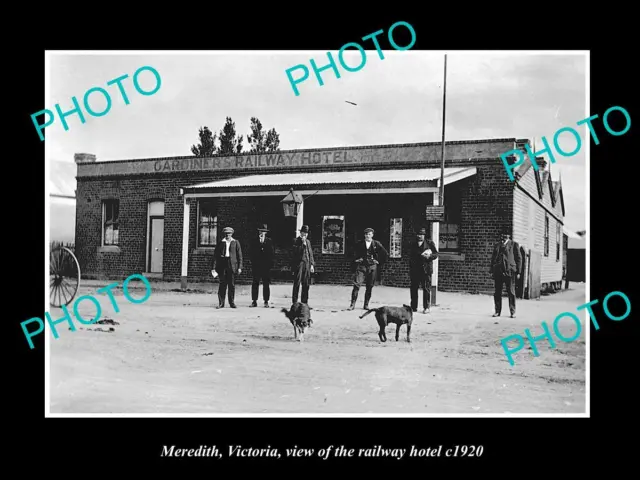 OLD LARGE HISTORIC PHOTO OF MEREDITH VICTORIA THE RAILWAY HOTEL c1920