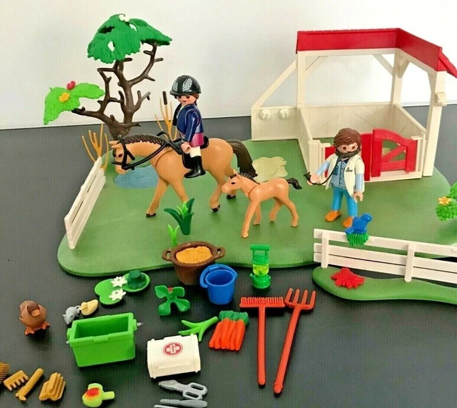 Playmobil 6147 – Paddock Cheval De Campagne, Super Set, Cheval Et Accessoires, Neuf