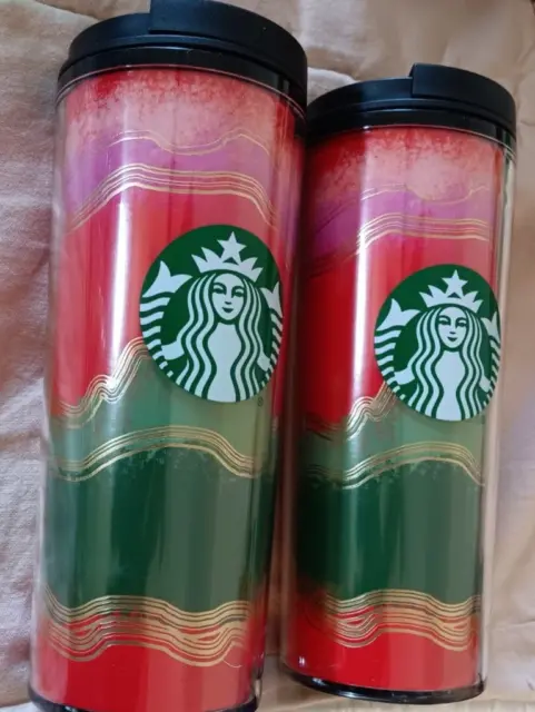 Starbucks Travel Tumbler Mug Gift Set Lot Happy Holidays Mermaid Ltd Ed 16 oz