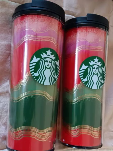 Starbucks Travel Tumbler Mug Gift Set Lot Happy Holidays Mermaid Ltd Ed 16 oz