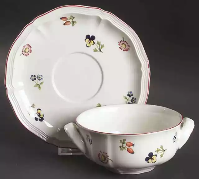 Villeroy & Boch Petite Fleur Flat Cream Soup Bowl & Breakfast Saucer Set 3351905