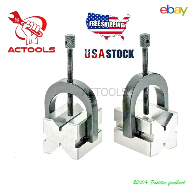 Precision Engineers All Steel Vee Blocks Clamp Set V Block Matched Pair USA