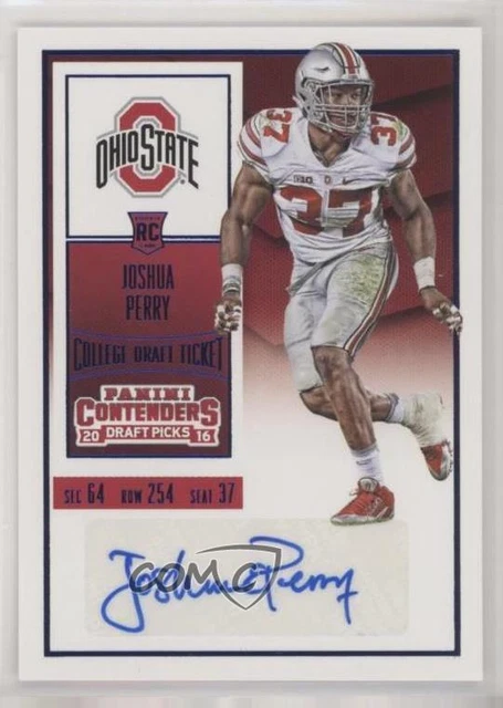 2016 Contenders Draft Picks College Ticket Blue Foil Joshua Perry Rookie Auto RC