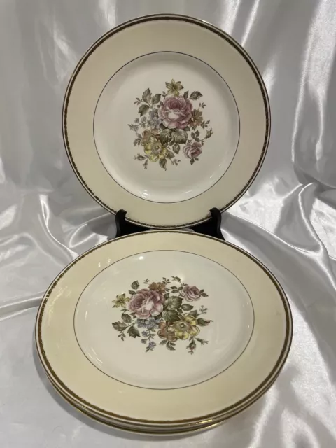 Vtg Homer Laughlin Georgian Gold Rim Dinner Plate 10” Eggshell Made USA Set 4