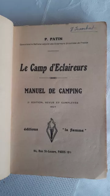 Patin - Le Camp d'éclaireurs, manuel de camping - 1927 3