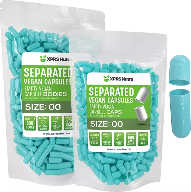 Cápsulas Express Talla 00 Separadas Azul Agua Vacía Cápsulas Veganas Gorra Vegetal