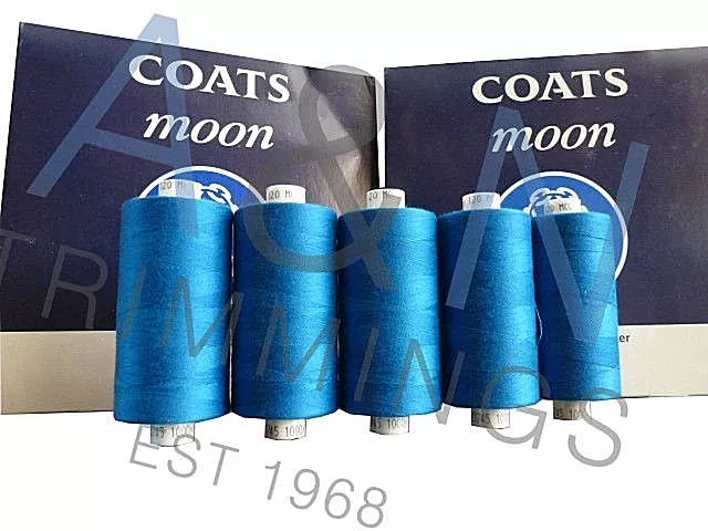 Coats Moon Tkt120 Box Of 10*1000 Yard Reels Colours Spun Polyester Sewing Thread