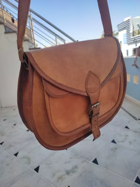Neuf Classique Handmade Véritable Chèvre Cuir Messager Sacoche Femme Collège Sac
